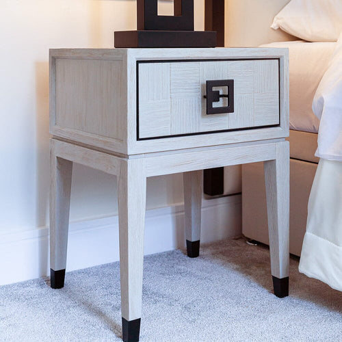 Rosa White Wash Oak Veneer Bedside Table